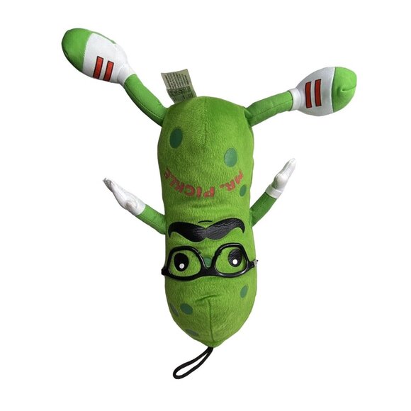 Fiesta Mr Pickle Plush Stuffed Toy Green 16" Anthropomorphic Glasses Mustache - Picture 5 of 7
